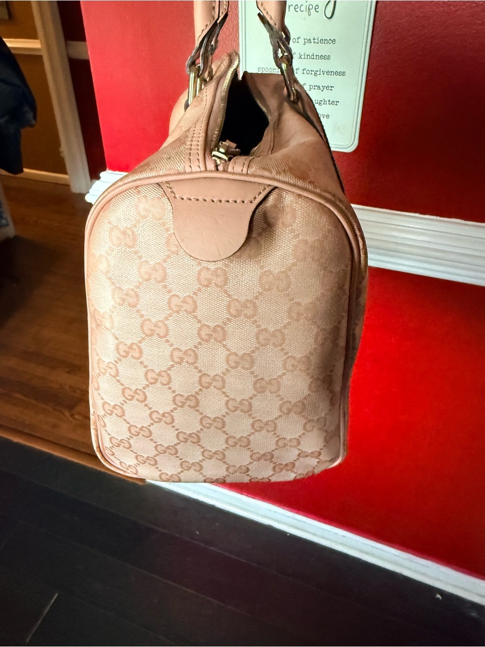 Gucci Blush Pink GG Canvas Top-Handle Satchel - Picture 5 of 12